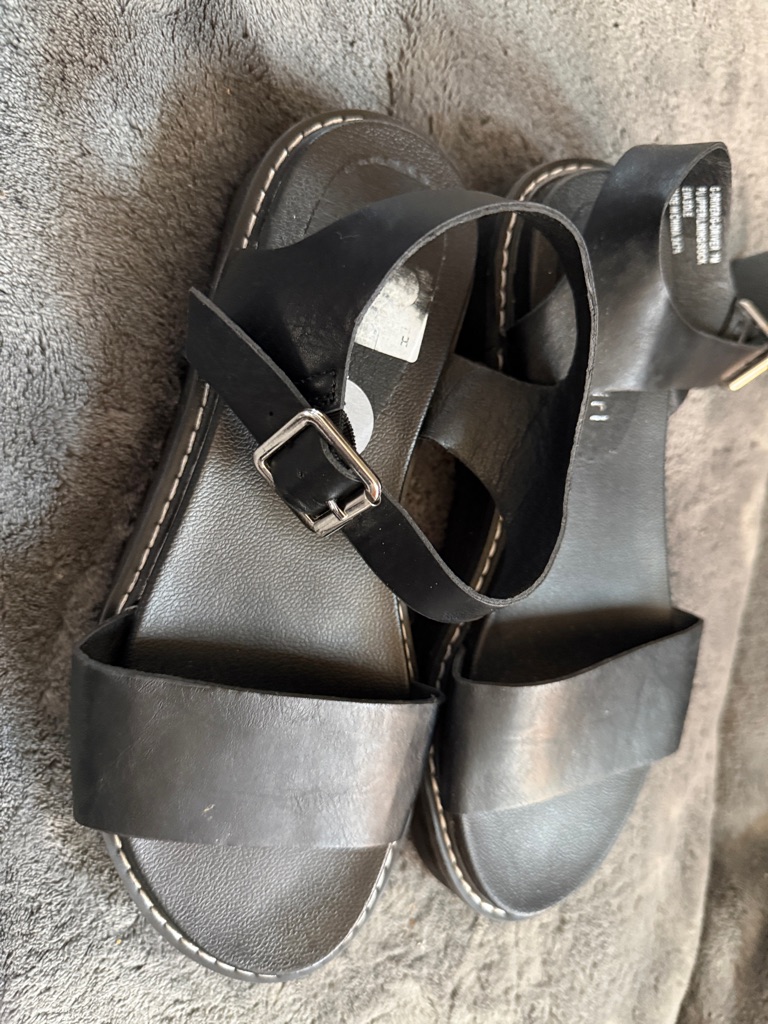 Madden Girl Black Strappy Flat Sandals